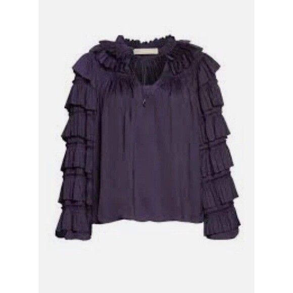 Ulla Johnson Lucy Size 6 Tiered Long Sleeve Blouse Viola Purple - Picture 8 of 12